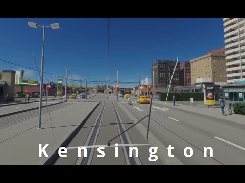1st Person Tram Ride in cities skylines 2 + line overview Manchester-Kensington CBD | Kensington 4K