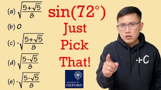 sin(72 degrees) from the answer choices