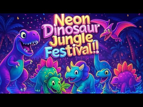Neon Dinosaur Jungle Festival – Dino Dance Party for Kids | MilkyMooTV