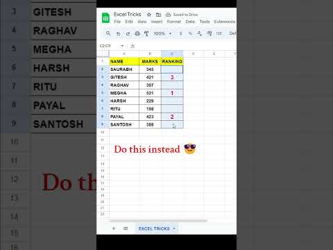 😪 Don't do this boring work manually | #Excel #exceltips #exceltutorial #exceltipsandtricks #rank