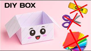 DIY Paper Box | Easy Origami Box Tutorial | School Craft (No Glue, No Scissor) Origami Box 
