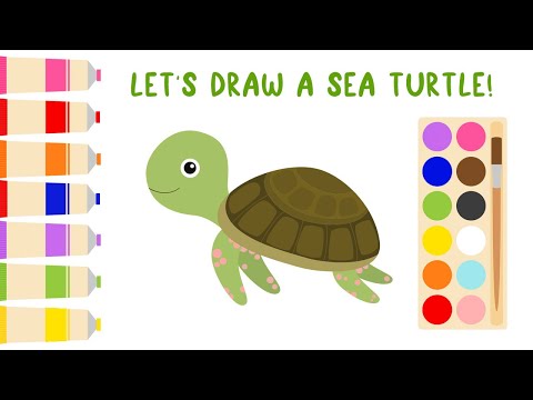 How to Draw a Sea Turtle | How to Draw Videos for Kids | Step by Step Drawing a cute Sea Turtle