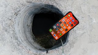 Dropping an iPhone 11 Pro Down Deep Hot Cauldron Hole - What's in There?