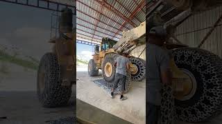 Installing Heavy-Duty Tire Chains on Loader | Extreme Machine Work! #roadequipment #quickeloader