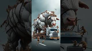The monkeys freed the cow from the chains! #ai #cow #monkey