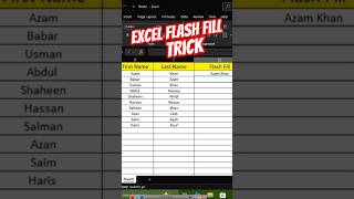Excel Flash Fill Trick 🔥 Save Time & Boost Productivity in Seconds! #ExcelTips #FlashFill #ExcelHack