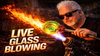 Cinematic glassblowing focused on real-time process, precision, and molten glass at 4000°
