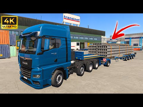 🔴ETS 2 : UK TO DENMARK (21t) CONCRETE BEAMS DELIVERY IN A MAN TGX GX TRUCK (No Commentary)
