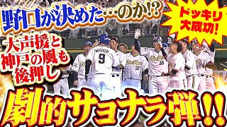 【ドッキリ大成功…!?】野口智哉『風と大声援が後押しした劇的サヨナラ弾！…3秒後に歓喜のシャワー!!』