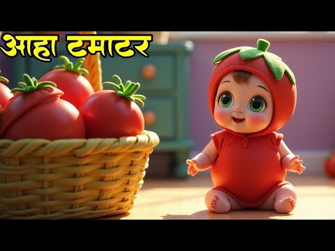आहा टमाटर Aaha Tamatar Bade Mazedar Nursery Rhymes and Kids Song in Hindi @3DCocoTVRhymes