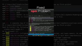 npm Error fixed | install react app in vs code #shorts #tech #coding