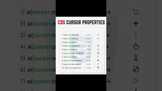 CSS Cursor Properties 💥🧑‍💻 #css #html #angular #javascript #python #php #ruby #code #reach