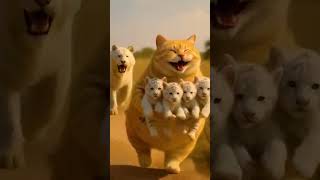 #ai orange cat saves baby tigers #funnyaianimation