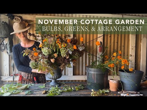November Cottage Garden Update | Planting bulbs, Edible greens, & Foraging a beautiful arrangement