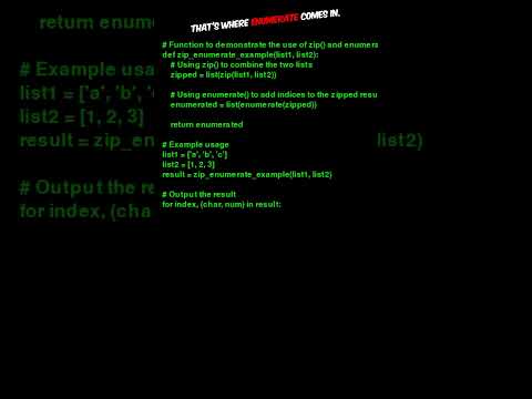 Master Python in Minutes: Zip & Enumerate Explained! #TechTips #LearnToCode #pythonprogramming
