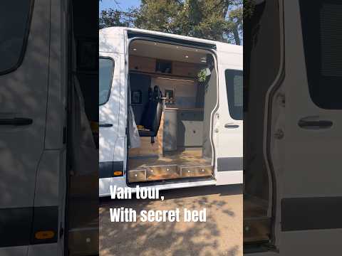 Family camper on a LWB Sprinter. Secret bed lift up, luxury shower. Vantour, #vanconversion
