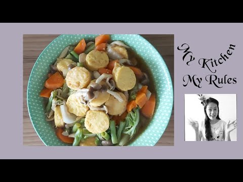 Egg tofu with mixed vegetables