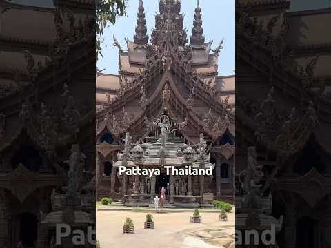 Inside Thailand’s All-Wooden Temple – The Sanctuary of Truth! 🏛️✨#pattaya #travel #thailand
