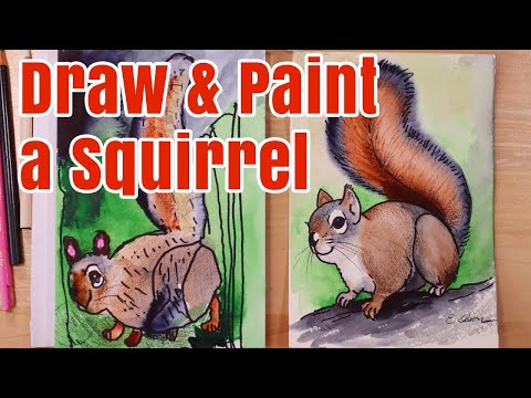 How to Draw and Paint a Squirrel - Kids Watercolor Tutorial