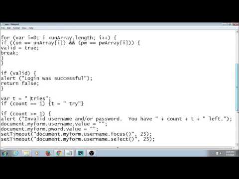 How create a Username and Password Validation in HTML