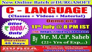 C - LANGUAGE Online Training @ DURGASOFT