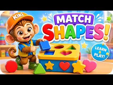 🟦🟡🔴  Kiki Learns Shapes with a Fun Toy! Shape Matching & Applause 🎉