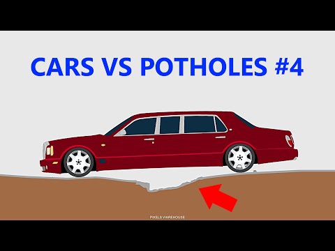 Can cars cross this pothole? [ car vs potholes 4 with sounds]