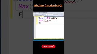 How to use Min Max function in SQL #sqlserver #sql #shorts