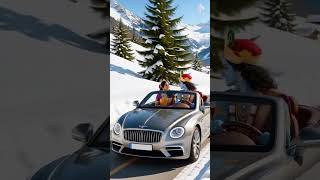 Shree Krishn and Radha ji on a joyful drive through the breathtaking mountains, sharing adventure.