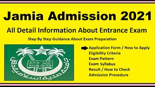 Jamia Admission 2021 - Notification, Dates, Application, Eligibility, Admit Card, Pattern, Syllabus