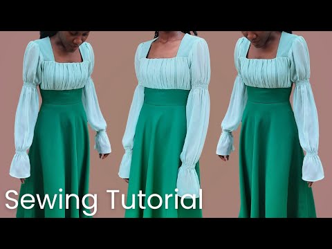 How to Sew a Milkmaid-inspired Dress with Shirred Puff Sleeves || Cutting and Stitching