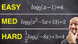 Easy Medium Hard Solve a Logarithmic Equation