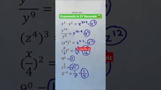 Exponents in 37 second😀#shorts #mathstricks