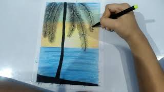 Coconut Tree Drawing with crayons... 💕🎨🏝 #crayonsdrawing