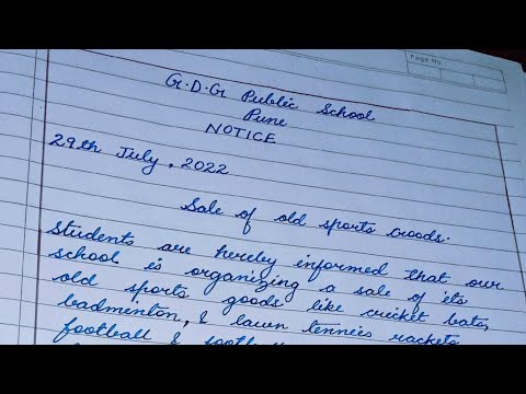 Notice Writing Format Notice writing