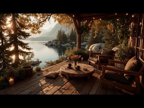 Cozy Lakeside Jazz Cafe | Autumn Morning Coffee Ambience for Relaxing & Study