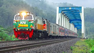 KERETA API PANJANG‼️ MENEMUKAN 28 KERETA API MELINTASI TIKUNGAN DAN JEMBATAN
