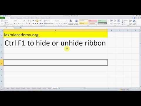 Excel shortcut key to hide or unhide ribbon