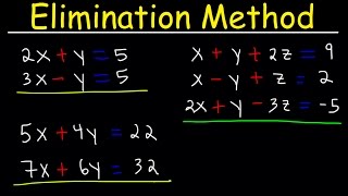 Elimination Method For Solving Systems of Linear Equations Using Addition and Multiplication, Algebr