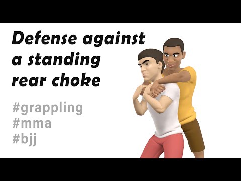 Defense against the grab 6. Defense against a standing rear choke. Techniques BJJ, Grappling, MMA
