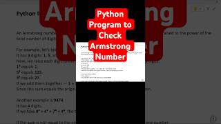 Python Program to Check Armstrong Number