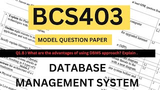BCS403 | DATABASE MANAGEMENT SYSTEM | MQP SOLUTIONS SET-01 | MODULE-01 | Q.01B | DBMS approach