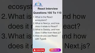 Reactjs interview questions 105 To 110 #reactjsinterviewquestions #reactjscourse