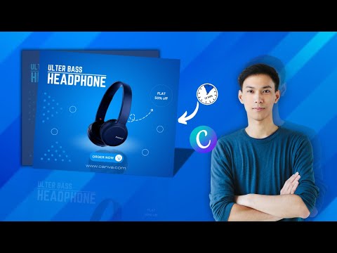 Headphone poster design in Canva | Canva Tutorial for beginners #canva #canvapakistan #canvatutorial
