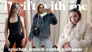 THRIFT/CHARITY SHOP WITH ME & HAUL!! | Knitwear/crochet, trench coats, trousers & more