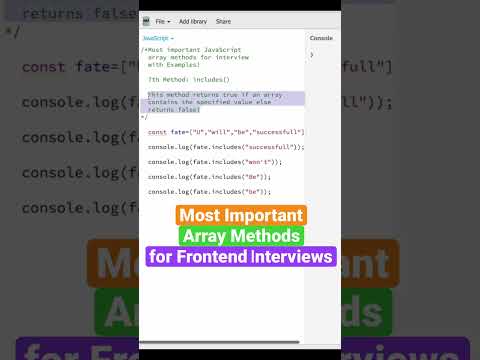 (Q-32) Most important JavaScript Array methods for Frontend interviews #interview #javascript