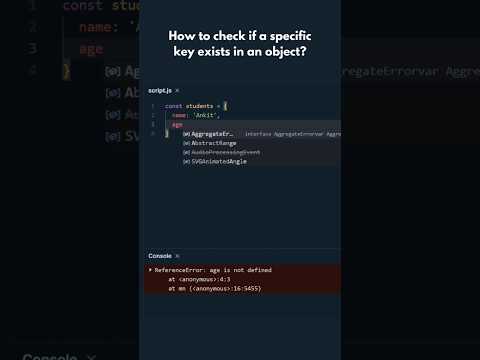 🔍 JavaScript Tutorial: How to Check if a Specific Key Exists in an Object? 🗝️🔎 #WebDevTips
