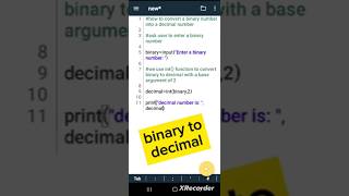 how to convert binary to decimal in python effortlessly with int() function #python #pydroid3