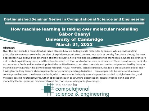 Distinguished Seminar in Computational Science and Engineering: Gábor Csányi, 3/31/2022