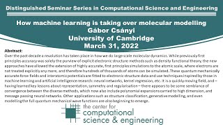 Distinguished Seminar in Computational Science and Engineering: Gábor Csányi, 3/31/2022